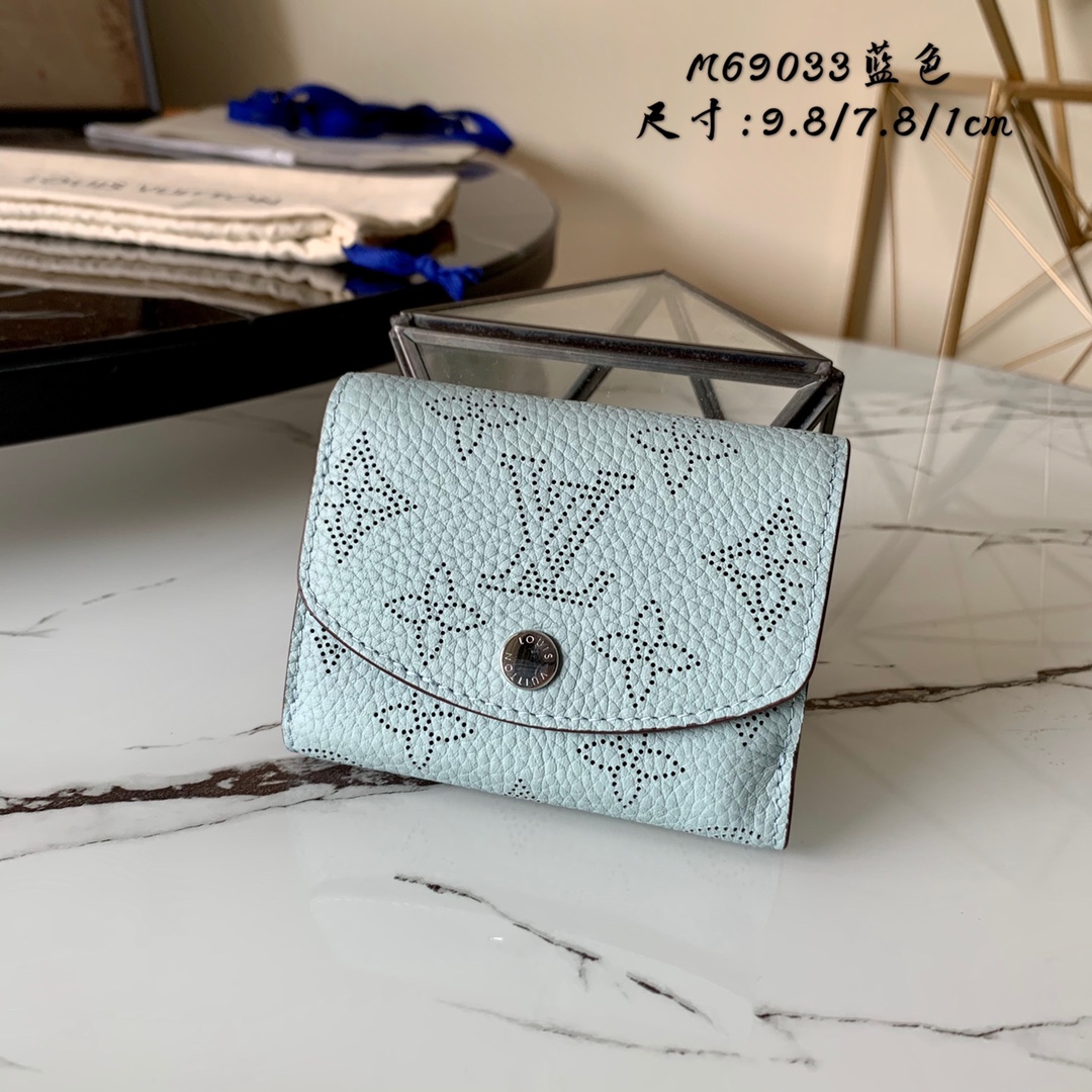 l0vis Vvtt0n iris xs wallet monogram perforations vert lagon m69033 9.8 x 7.8 x 1 cm