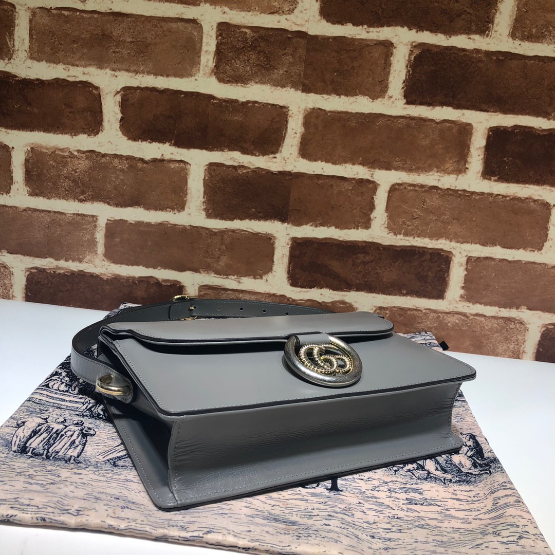 Gvc*1 gg ring shoulder bag leather grey 5894741 24 x 16 x 6 cm