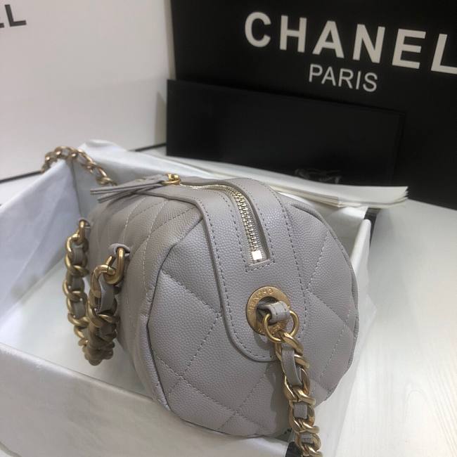 Ch**el extra mini bowling bag in grey as1899 16 x 22 x 12 cm