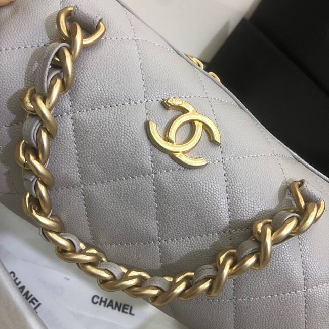 Ch**el extra mini bowling bag in grey as1899 16 x 22 x 12 cm