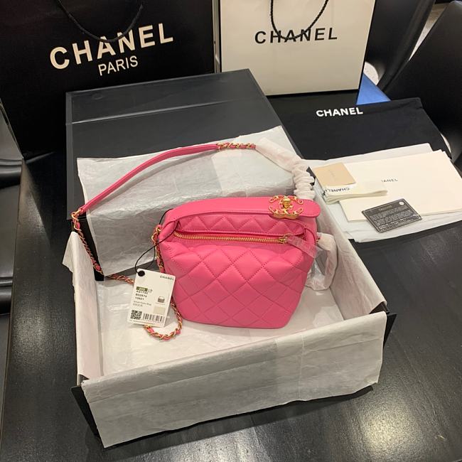 Ch**el small lambskin hobo bag pink as1745 15 x 15 x 12 cm