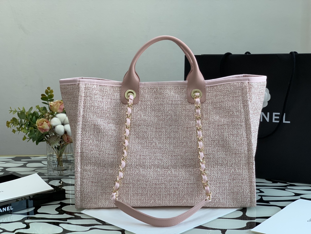 Ch**el deauville tote bag pink 38 cm