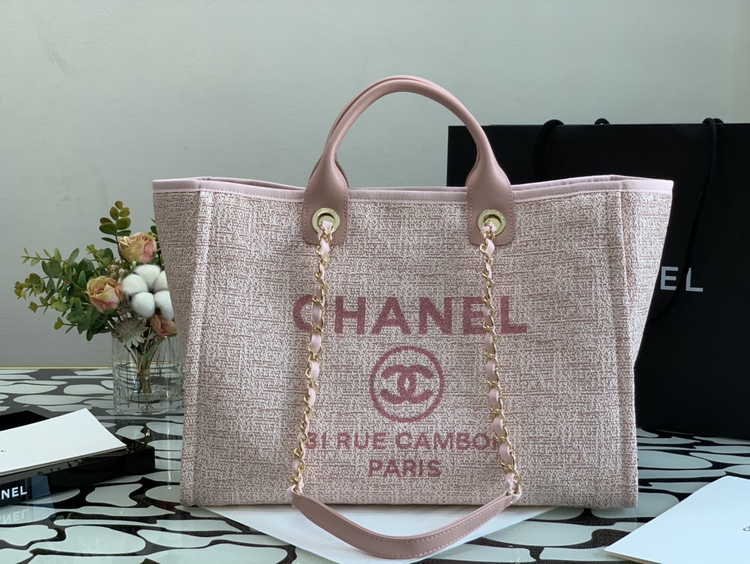 Ch**el deauville tote bag pink 38 cm