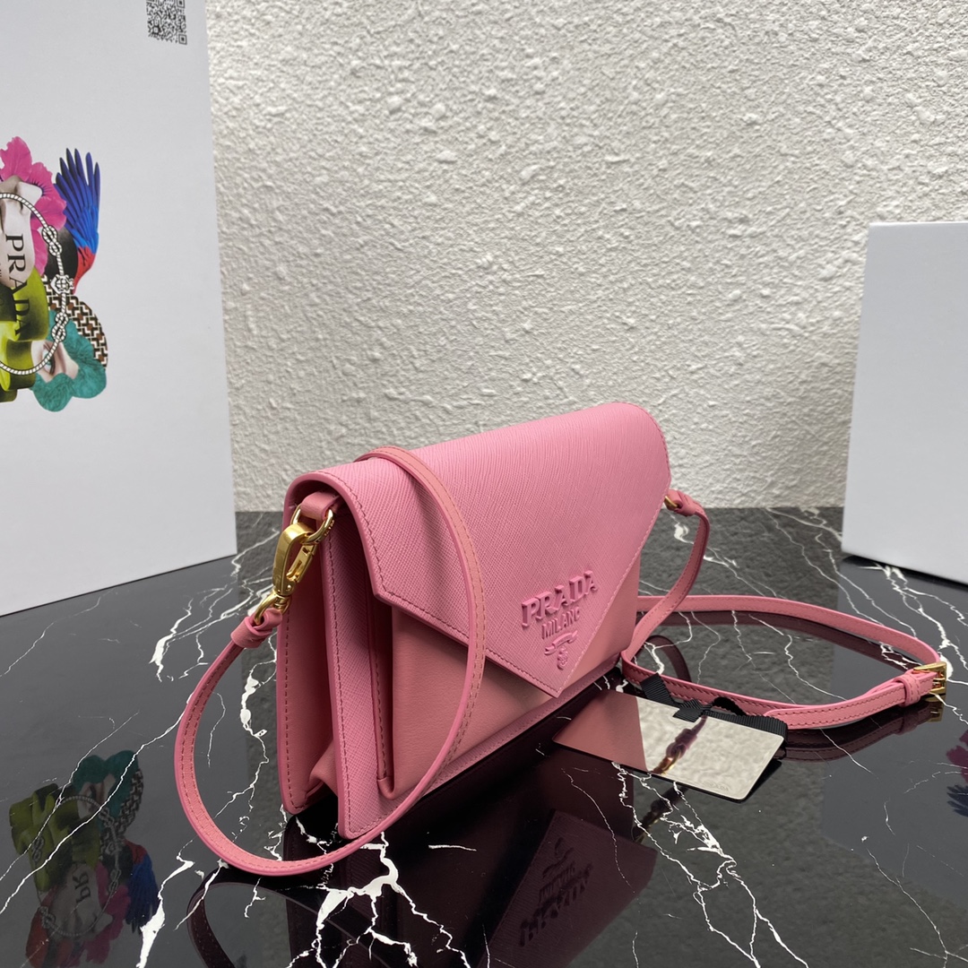 Pra*a mini saffiano leather bag pastel pink 1bp020 20 x 12 x 4 cm