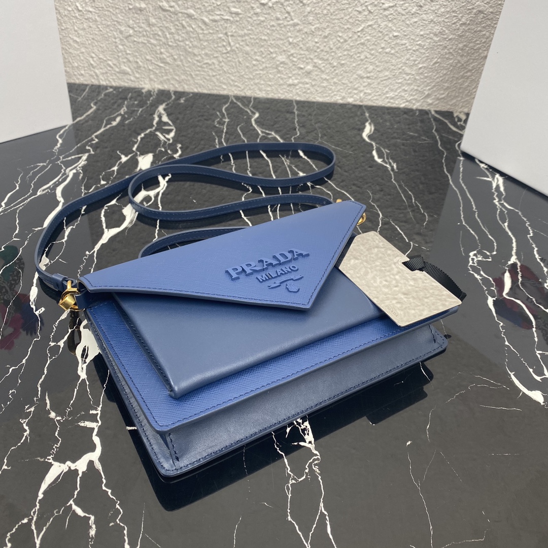 Pra*a mini saffiano leather bag dark blue 1bp020 20 x 12 x 4 cm