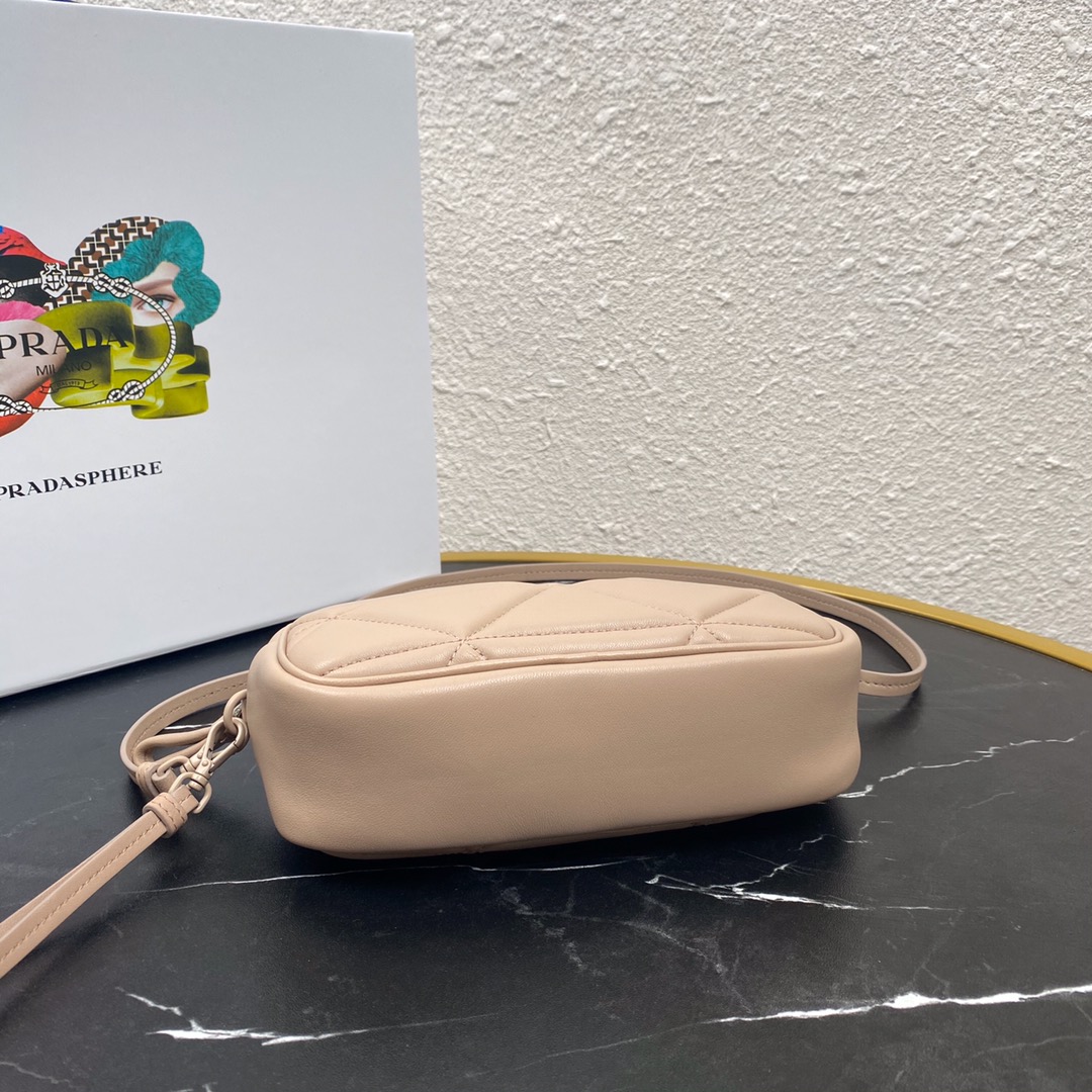 Pra*a mini spectrum quilted nappa leather light beige 1dh046 10 x 19  x 5.5 cm