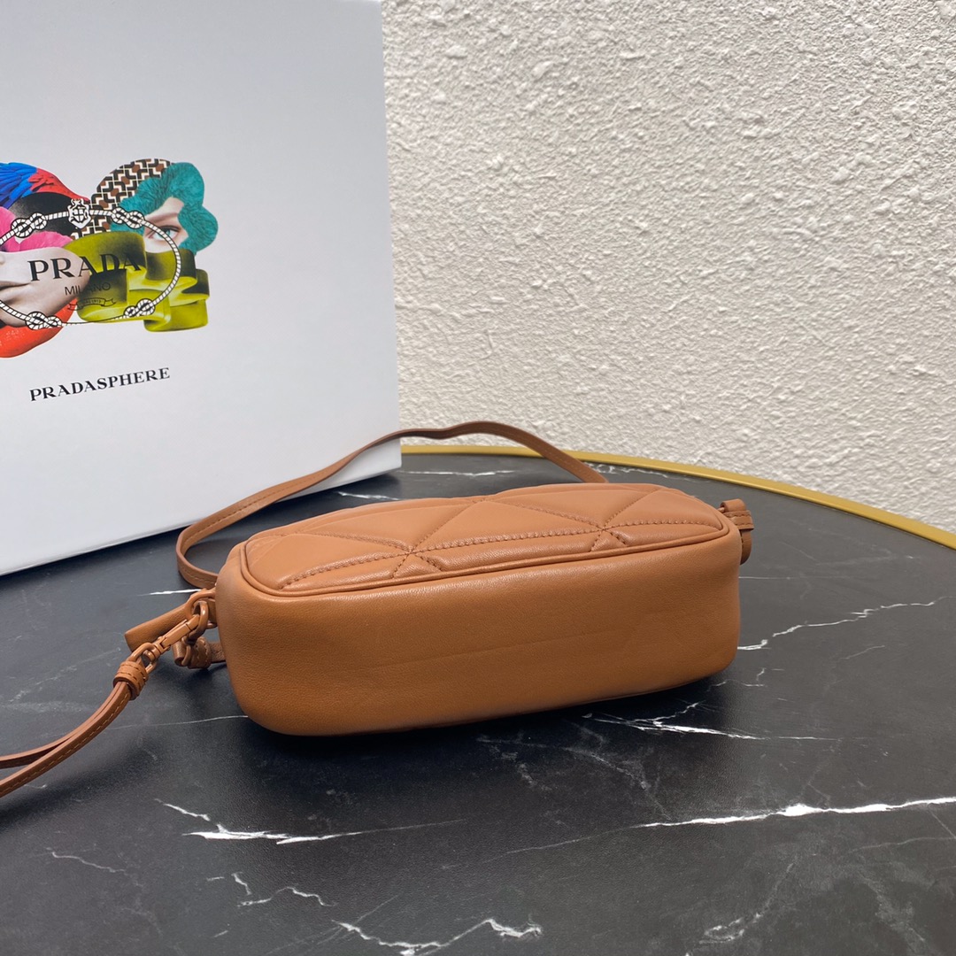 Pra*a mini spectrum quilted nappa leather brown 1dh046 10 x 19  x 5.5 cm