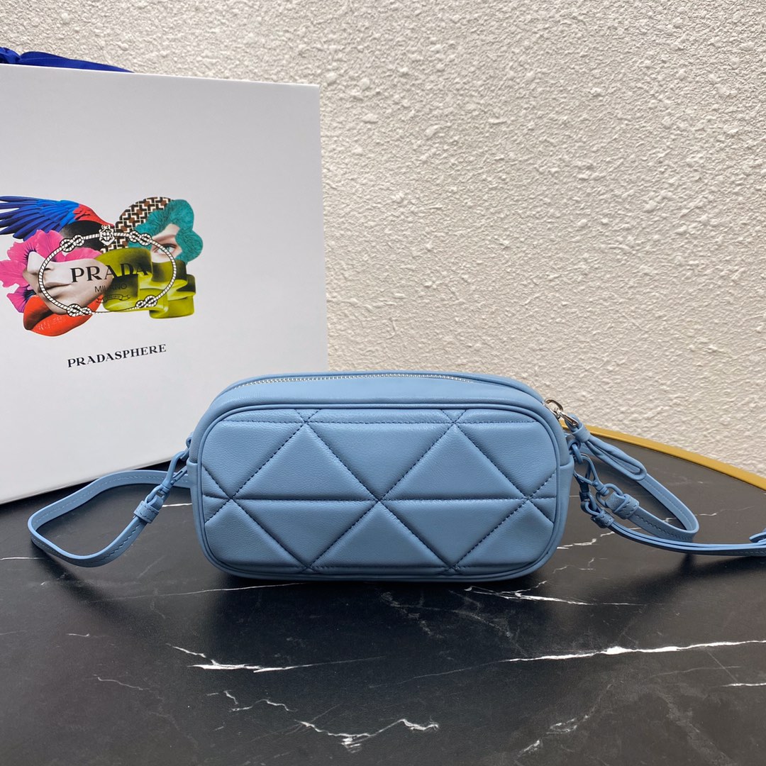 Pra*a mini spectrum quilted nappa leather blue 1dh046 10 x 19  x 5.5 cm