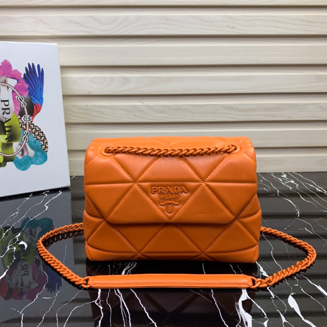 Pra*a small spectrum nappa leather bag orange 1bd233 23 x 17 x 8 cm