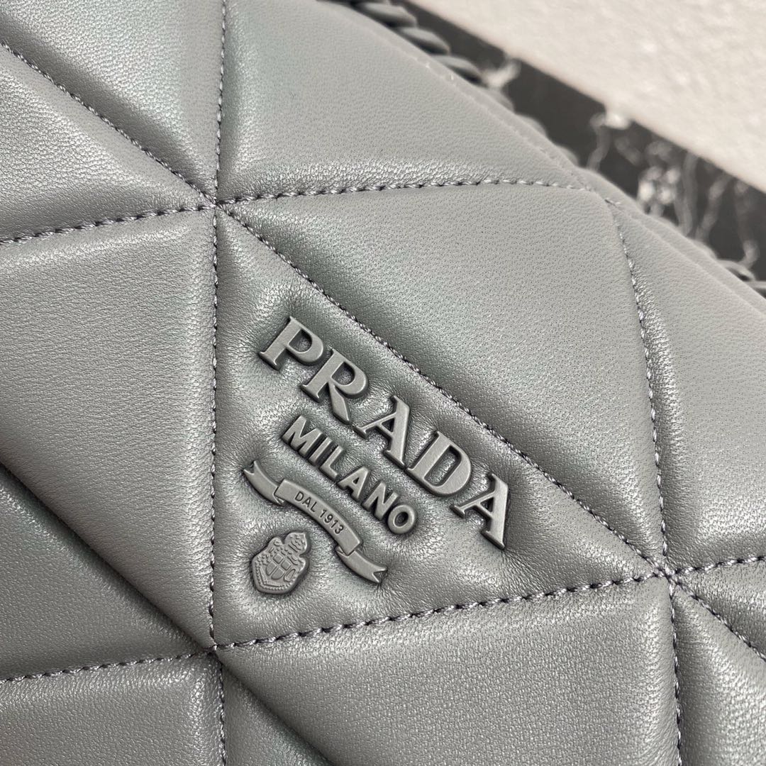 Pra*a small spectrum nappa leather bag grey 1bd233 23 x 17 x 8 cm