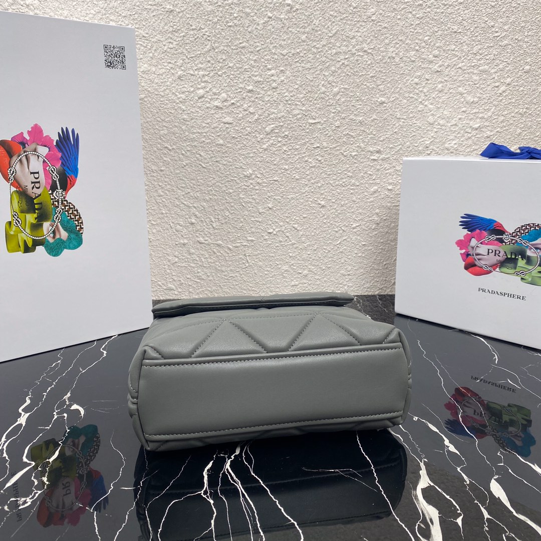 Pra*a small spectrum nappa leather bag grey 1bd233 23 x 17 x 8 cm