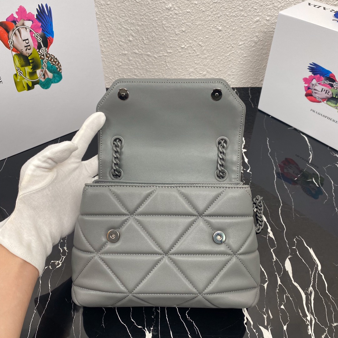 Pra*a small spectrum nappa leather bag grey 1bd233 23 x 17 x 8 cm