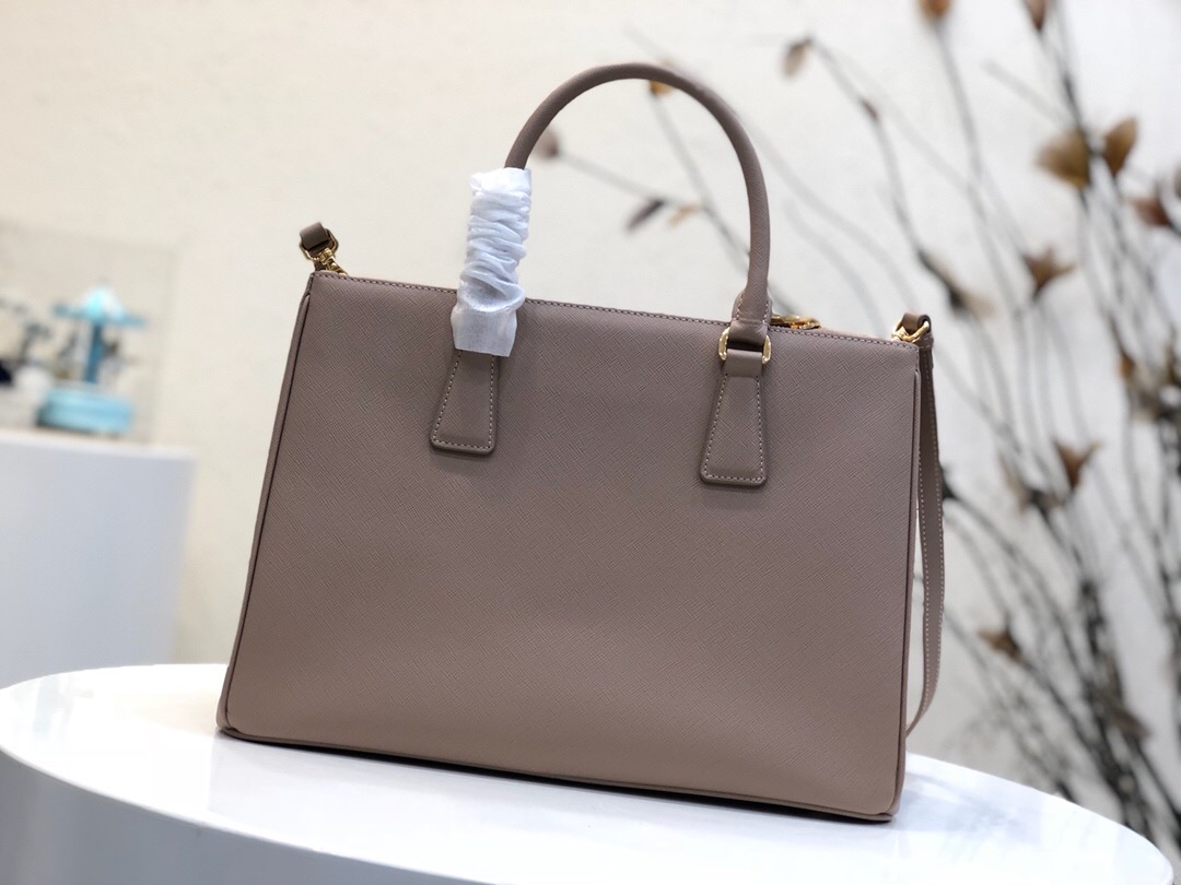 Pra*a large galleria saffiano leather bag beige 1ba274 32 × 24 × 14 cm