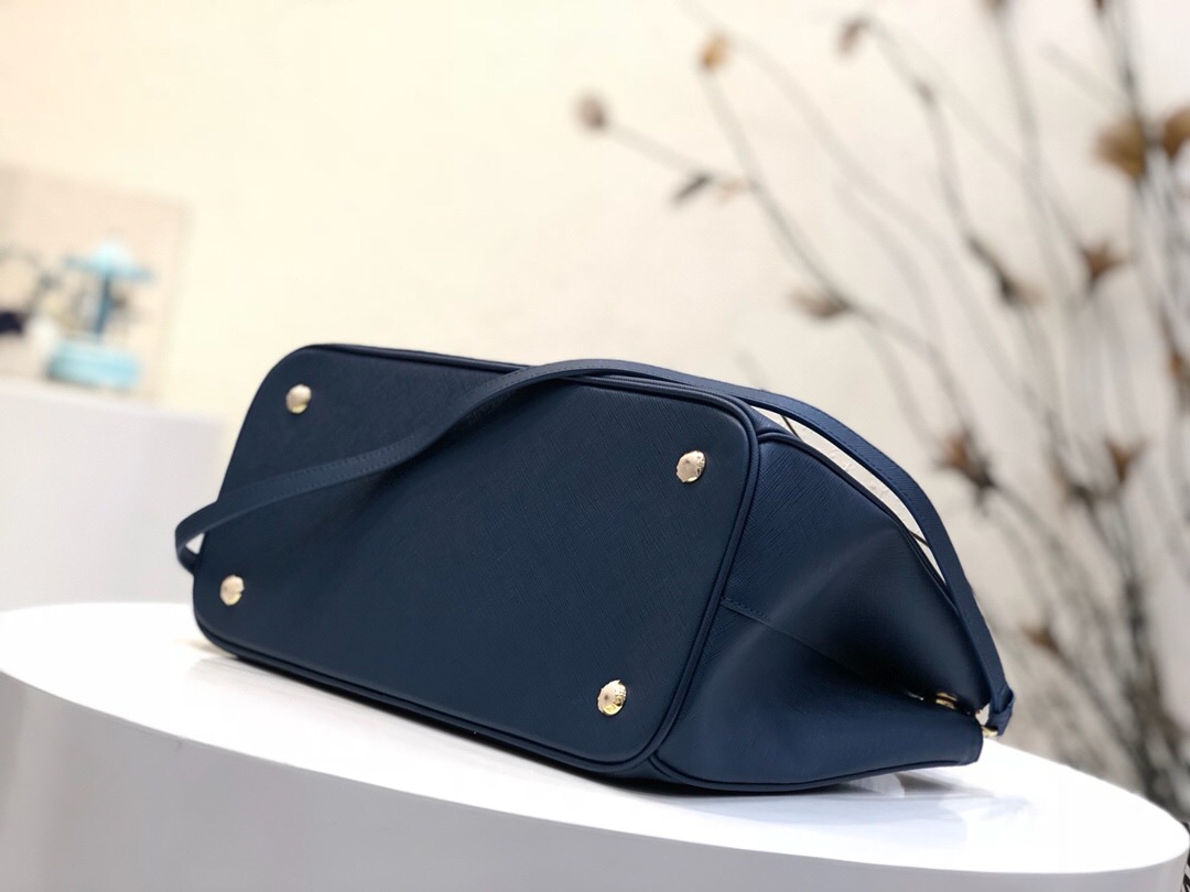 Pra*a large galleria saffiano leather bag blue 1ba274 32 × 24 × 14 cm