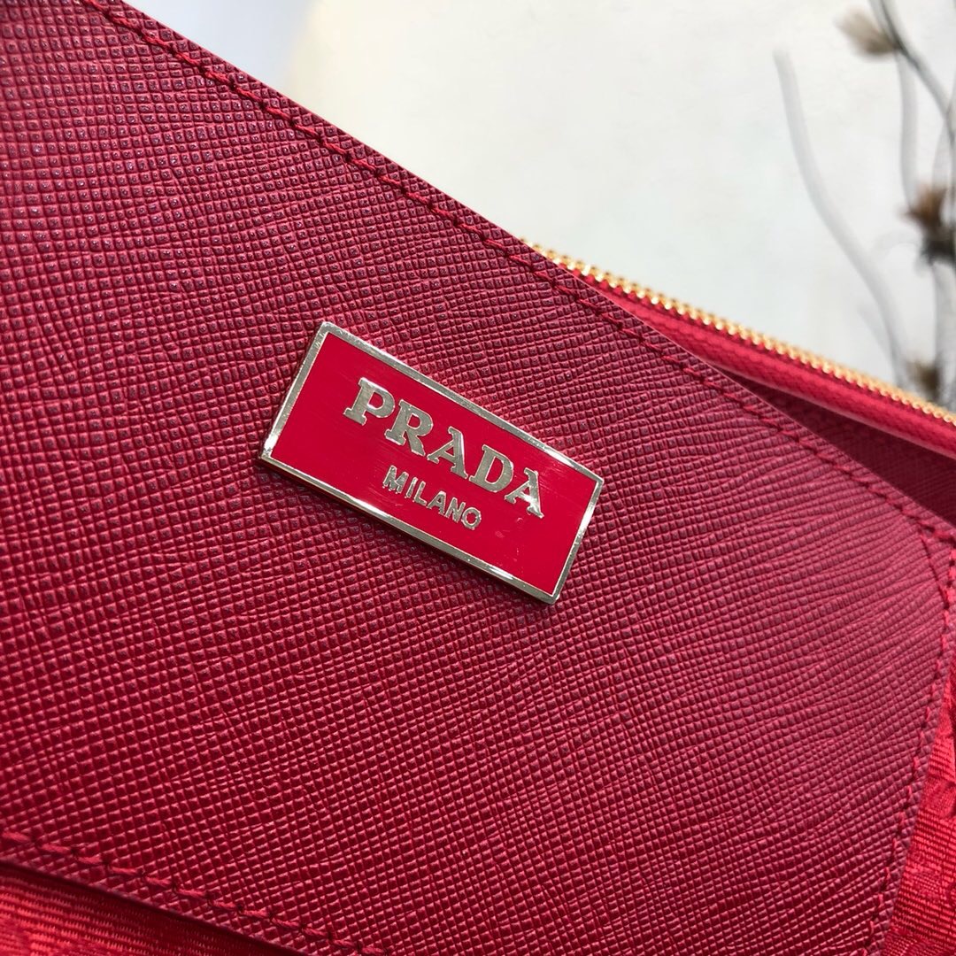 Pra*a large galleria saffiano leather bag fiery red 1ba274 32 × 24 × 14 cm
