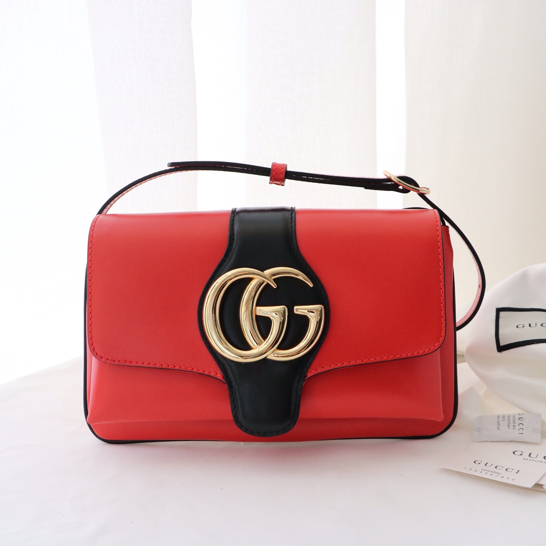 Gvc*1 small arli shoulder bag leather black and red 550129 25 x 16 x 5.5 cm
