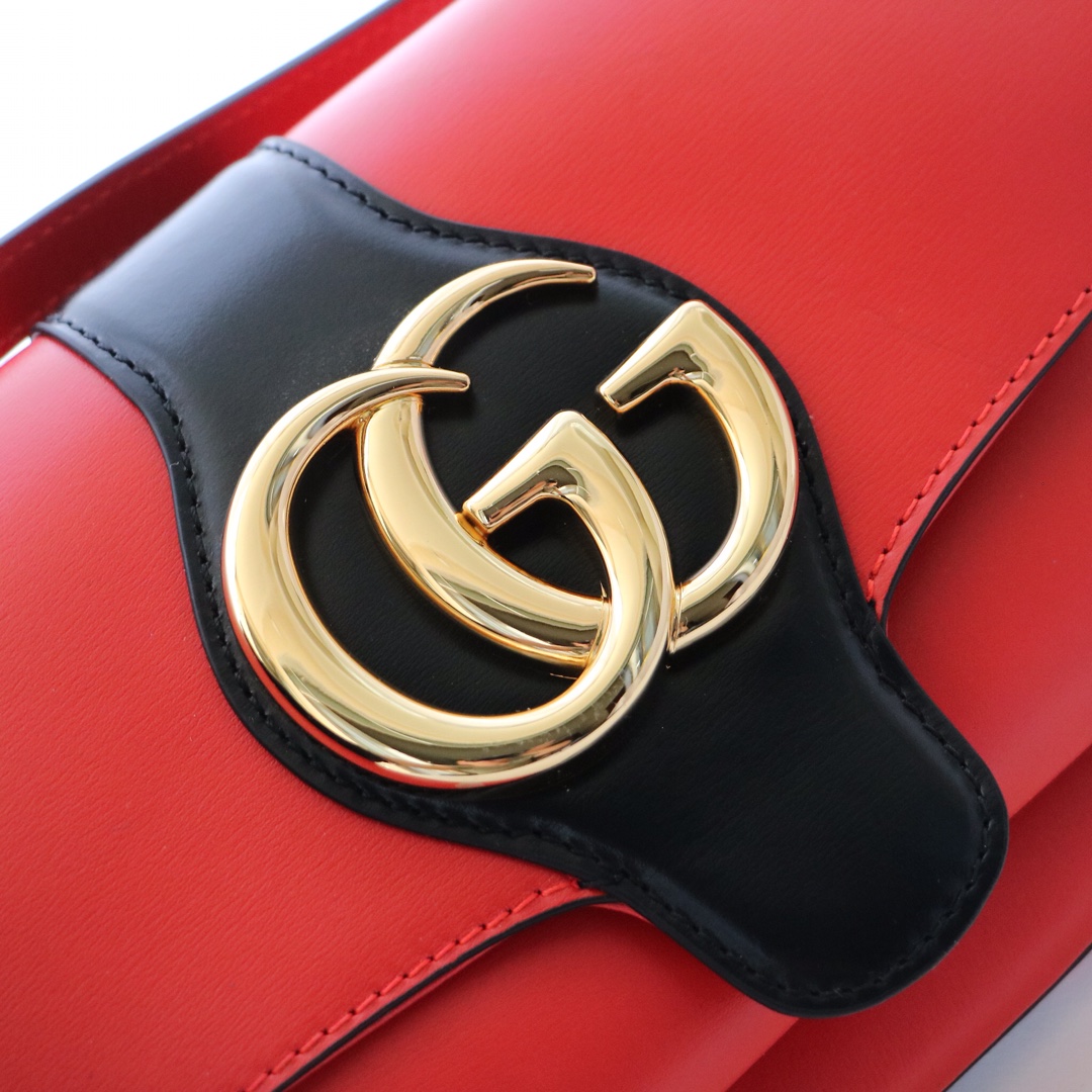 Gvc*1 small arli shoulder bag leather black and red 550129 25 x 16 x 5.5 cm