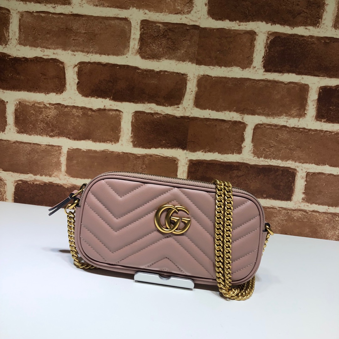 Gvc*1 gg marmont crossbody bag leather nude pink 598596 19 x 10 cm