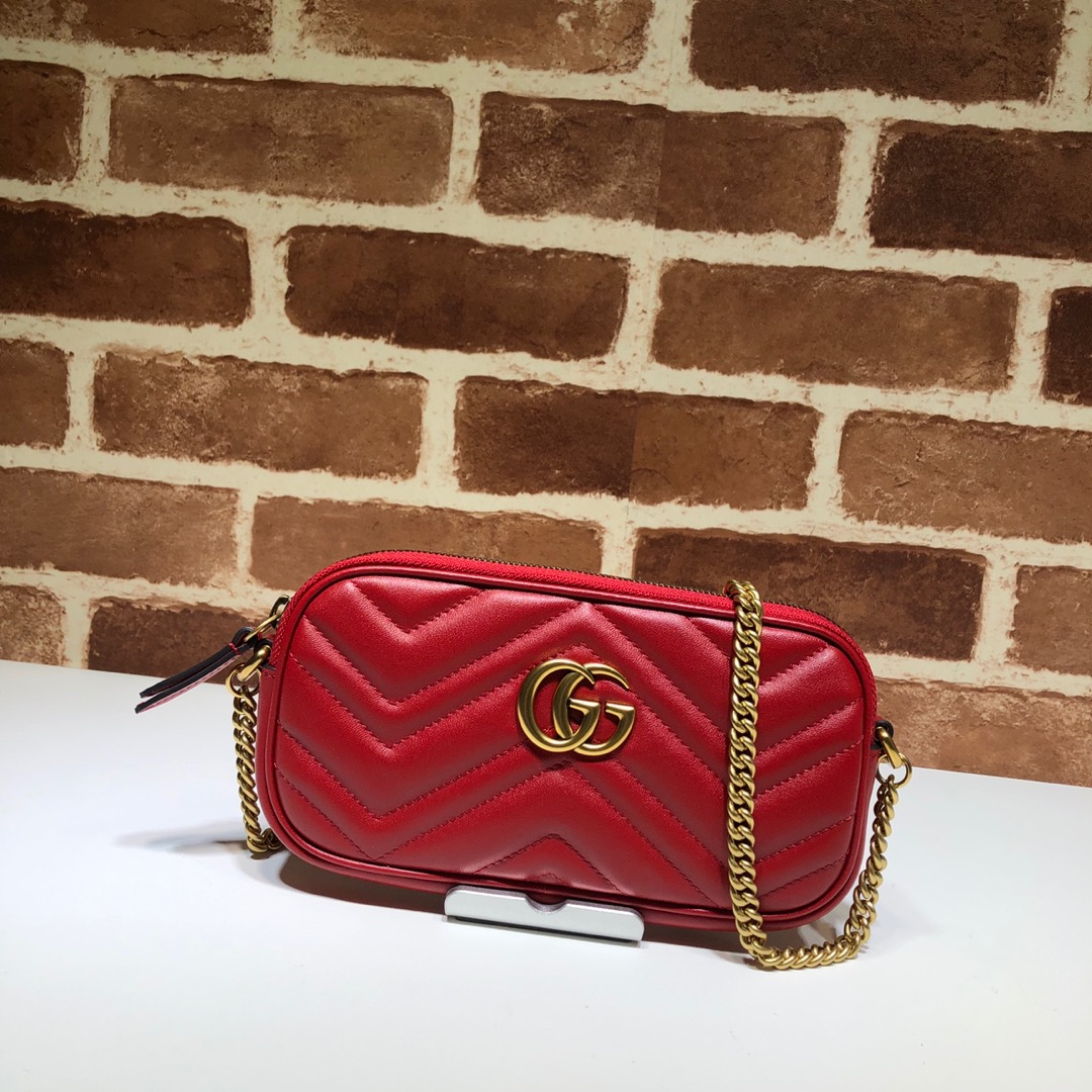 Gvc*1 gg marmont crossbody bag leather red 598596 19 x 10 cm