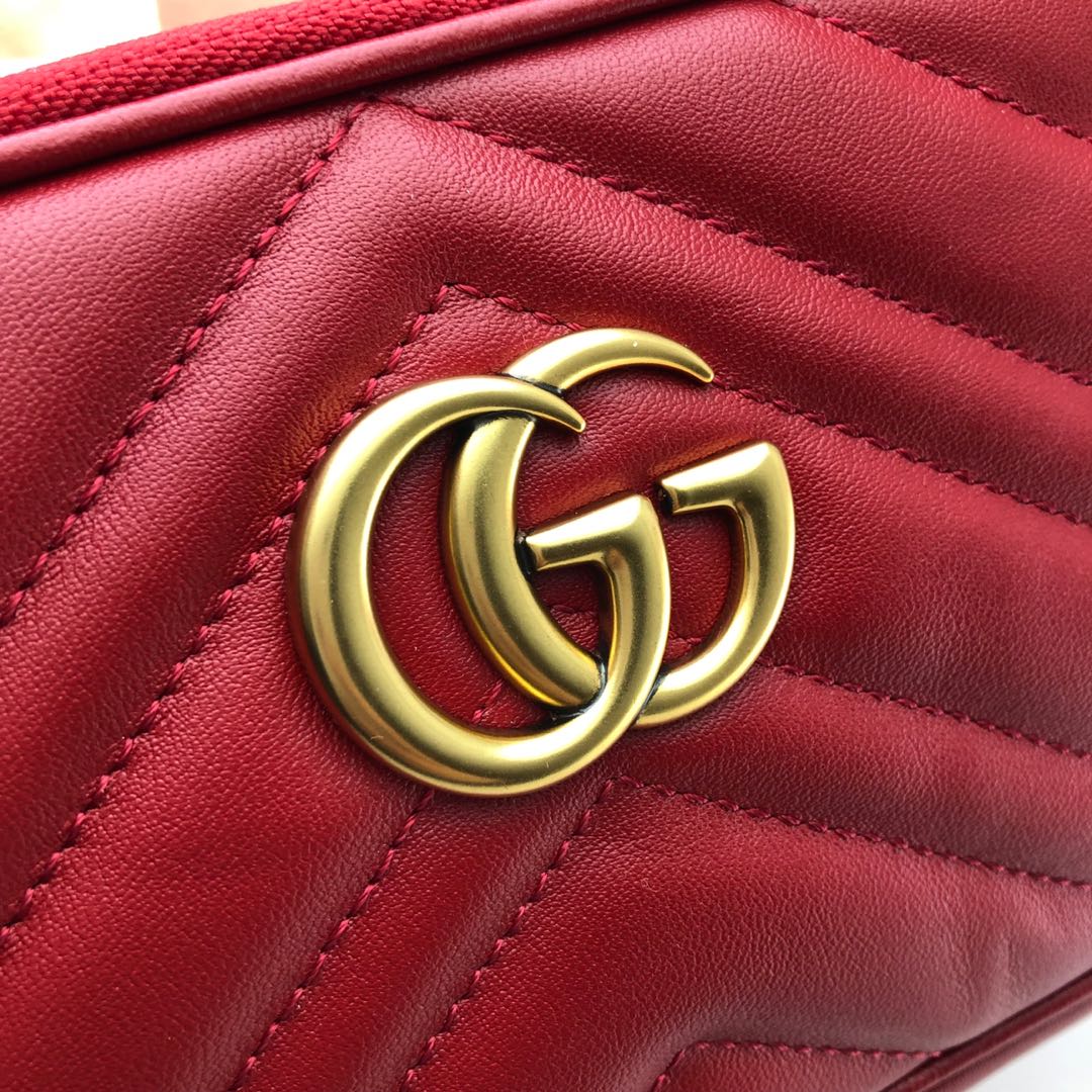 Gvc*1 gg marmont crossbody bag leather red 598596 19 x 10 cm