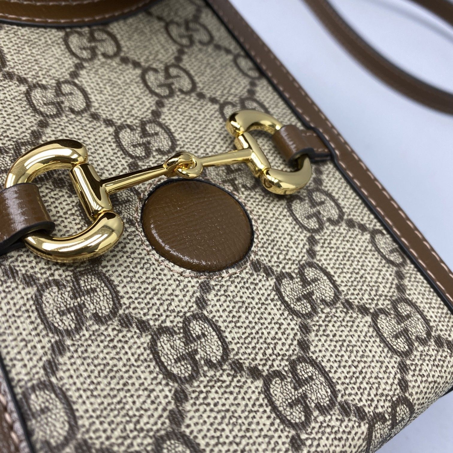 Gvc*1 mini horsebit 1955 bag ebony gg svp*me canvas beige 625615 11.5 x 17 x 4 cm