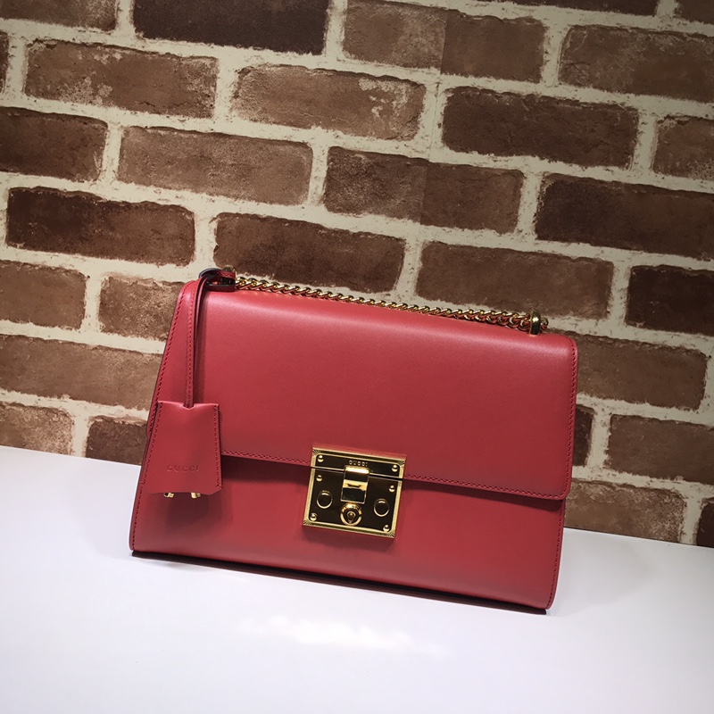 Gvc*1 medium padlock shoulder bag leather red 409486 30 x 19 x 10 cm
