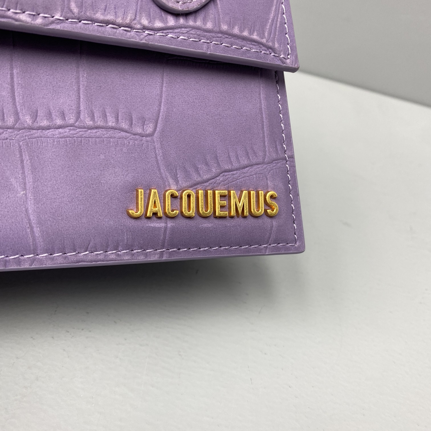 JACQUEMUS SMALL Le Chiquito Crocodile Leather Purple 213BA02 18 x 15.5 x 8 cm