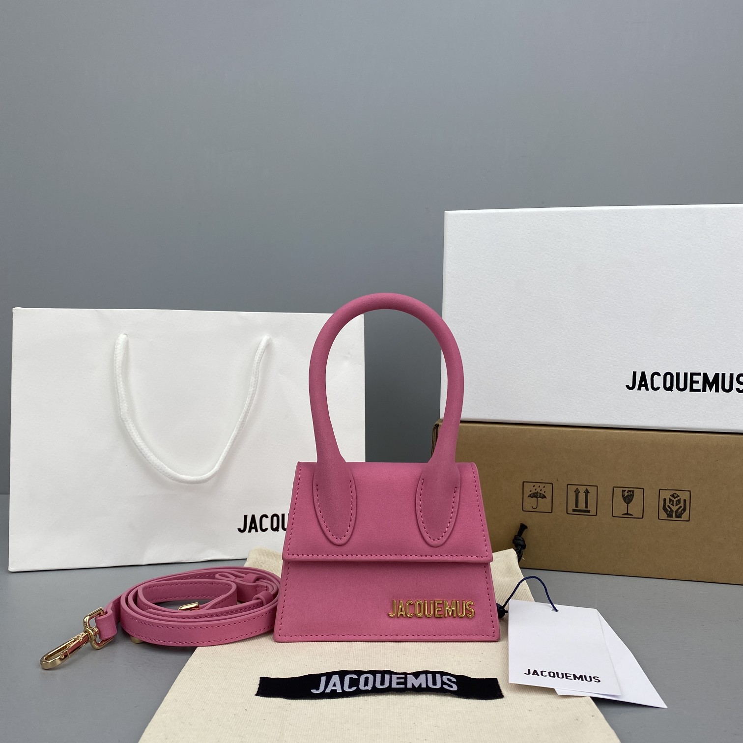 JACQUEMUS LE CHIQUITO Mini Leather Bag Pink 213BA01 12 x 8 x 5 cm