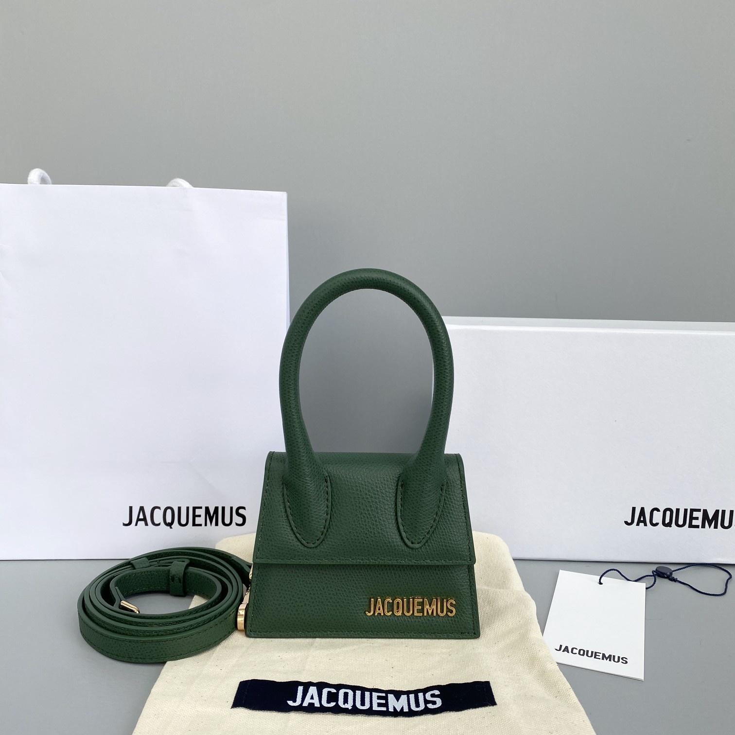 JACQUEMUS LE CHIQUITO Mini Leather Bag Green 213BA01 12 x 8 x 5 cm
