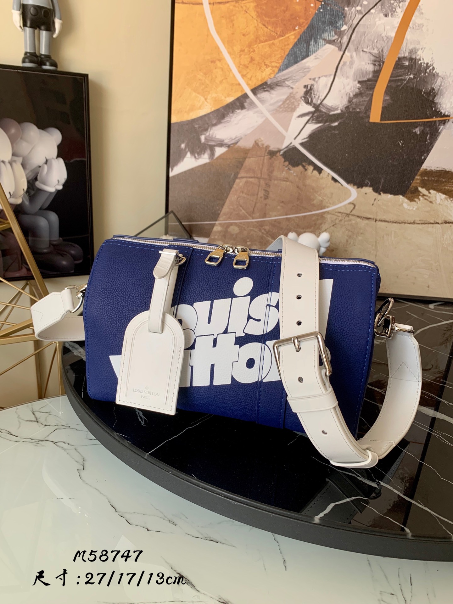 l0vis Vvtt0n city keepall graphic leather blue m58747 27 x 17 x 13 cm