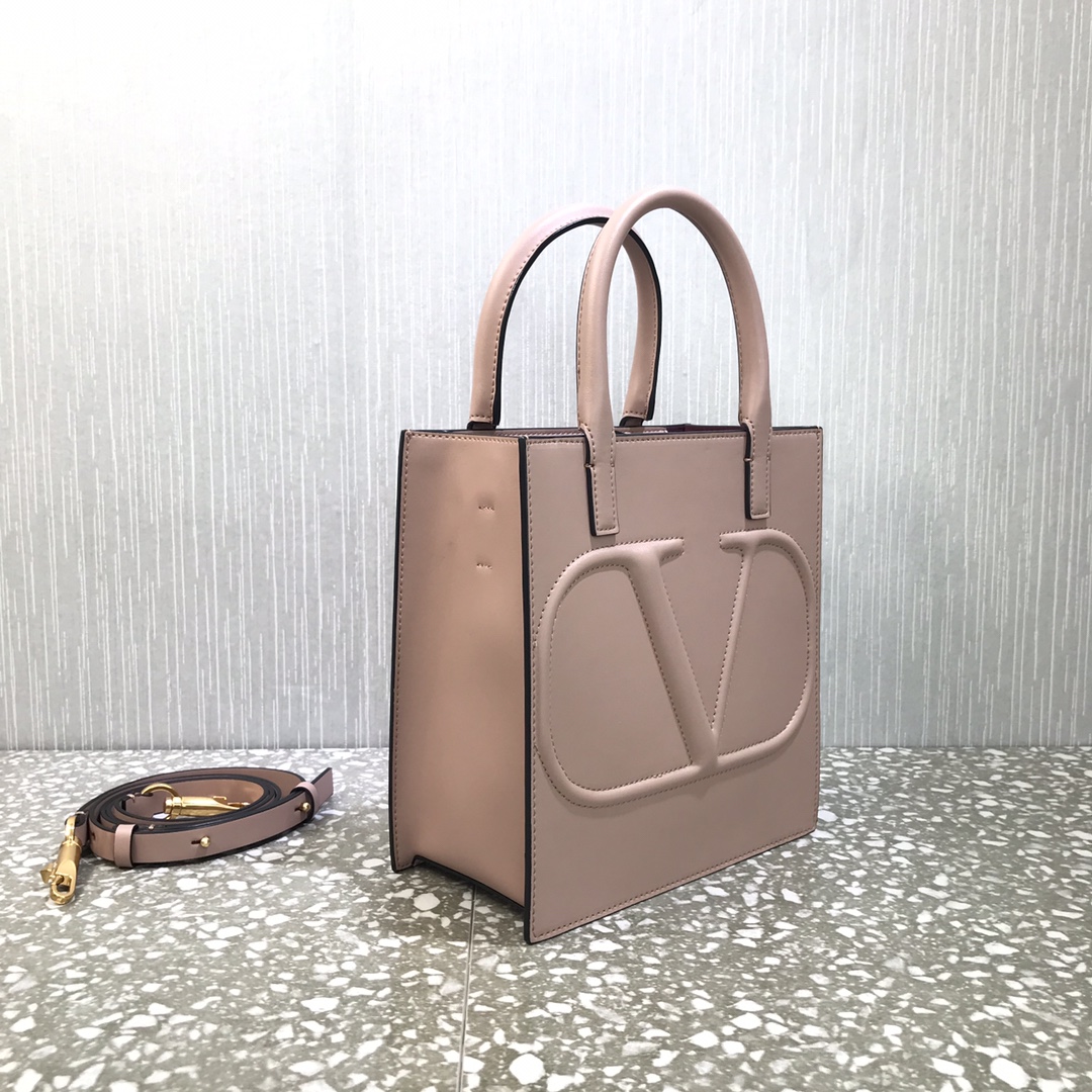 Va1e*ntin0 small garavanivlogo walk tote bag calfskin leather rose cannelle wb0h23qel 20 x 10 x 21 cm