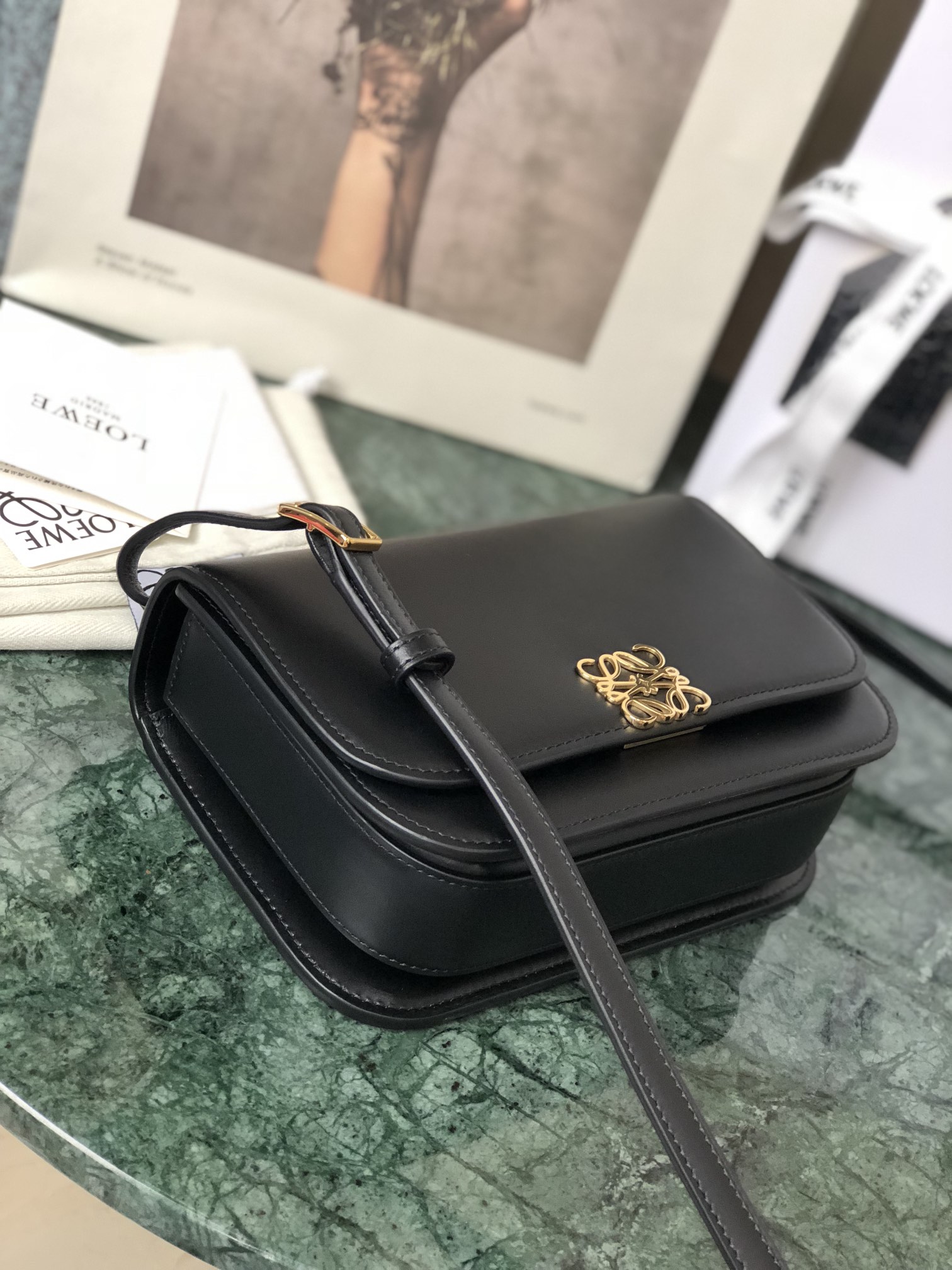 L0ew* small goya bag silk calfskin black a896n09x01 18.5 x 12.5 x 6 cm