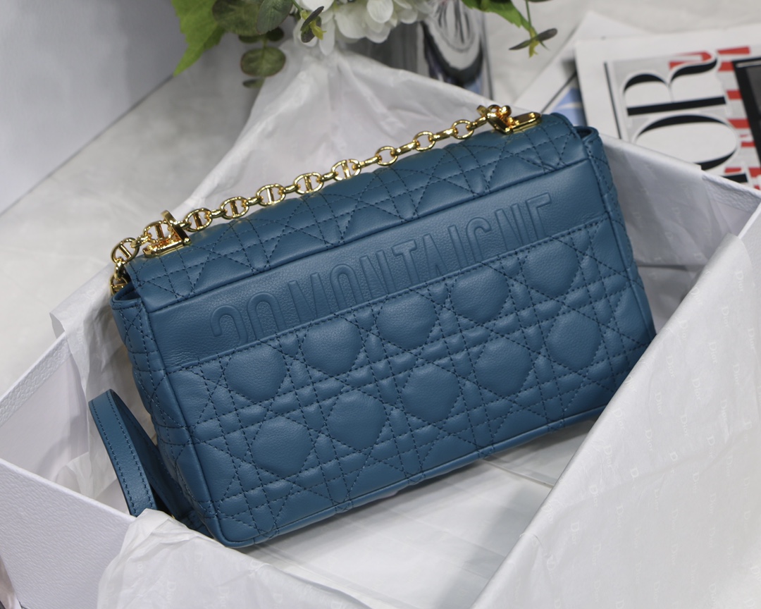 d10r medium caro bag S*pple cannage calfskin steel blue m9242 25.5 x 15.5 x 8 cm