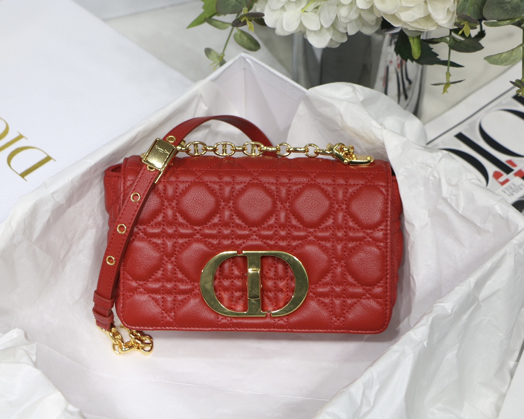 d10r small caro bag S*pple cannage calfskin red m9241 20 x 12 x 7 cm