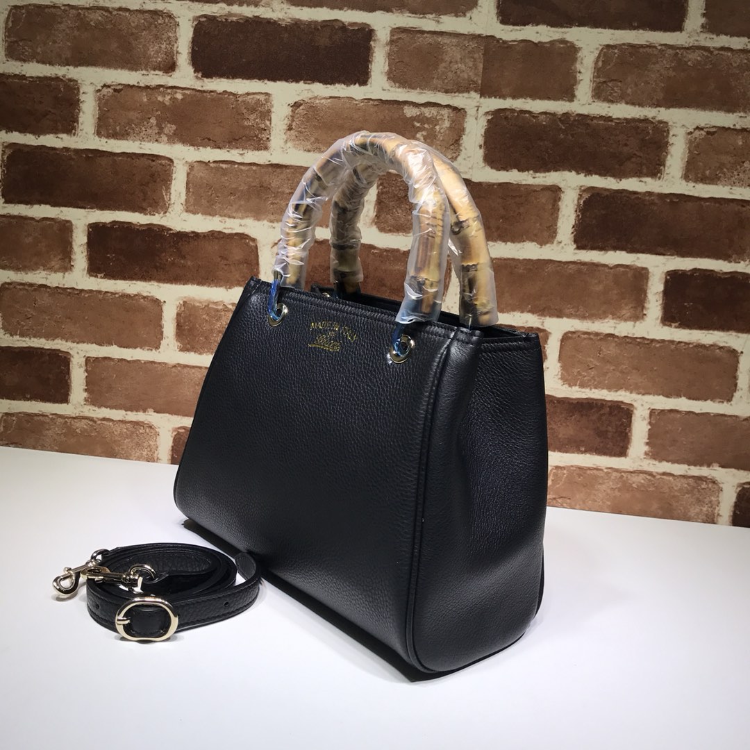 Gvc*1 bamboo shopper leather tote black 336032 28 x 22 x 12 cm