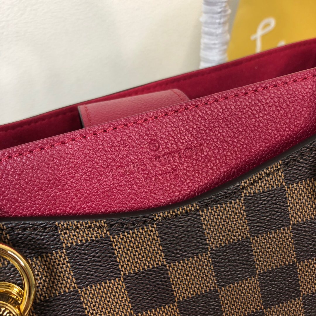 l0vis Vvtt0n lv riverside damier ebene canvas lie de vin red n40052 36 x 25 x 15 cm