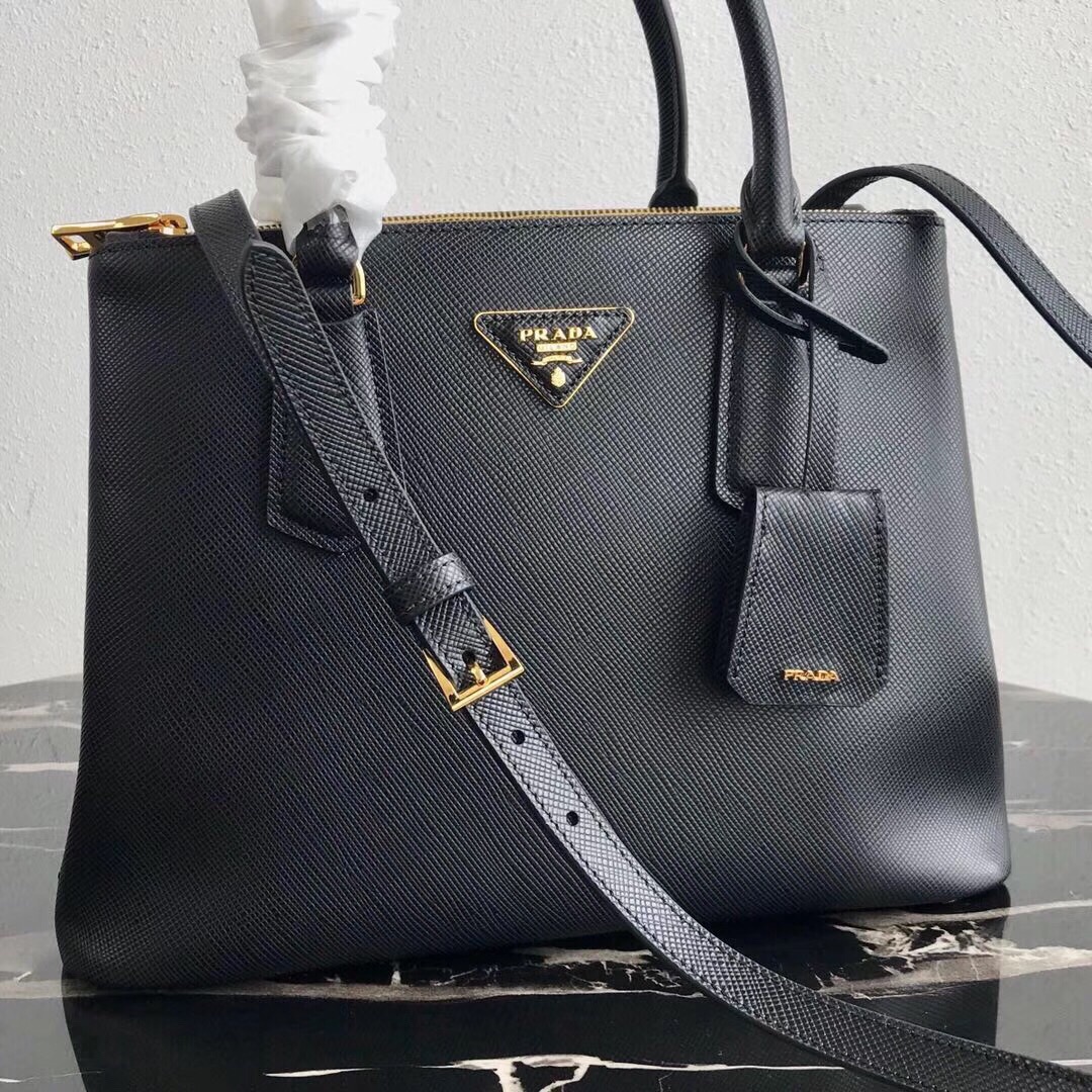 Pra*a medium galleria saffiano black 1ba232 31 × 22.5 × 13.5 cm