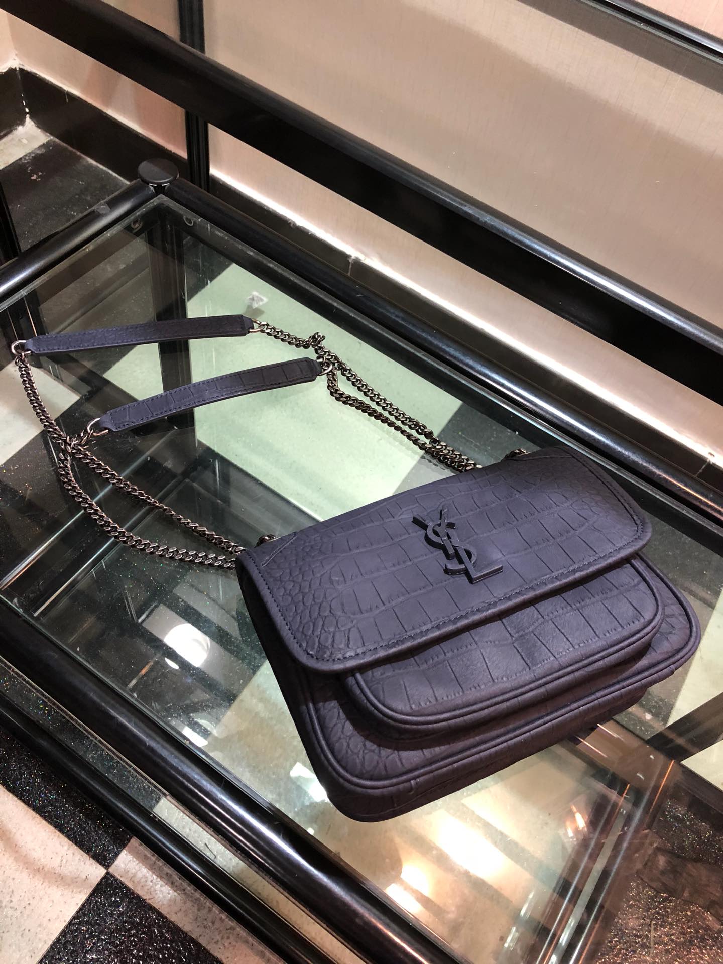 Y51 niki baby in crocodile leather purple 6331511 21 x 16 x 7.5 cm