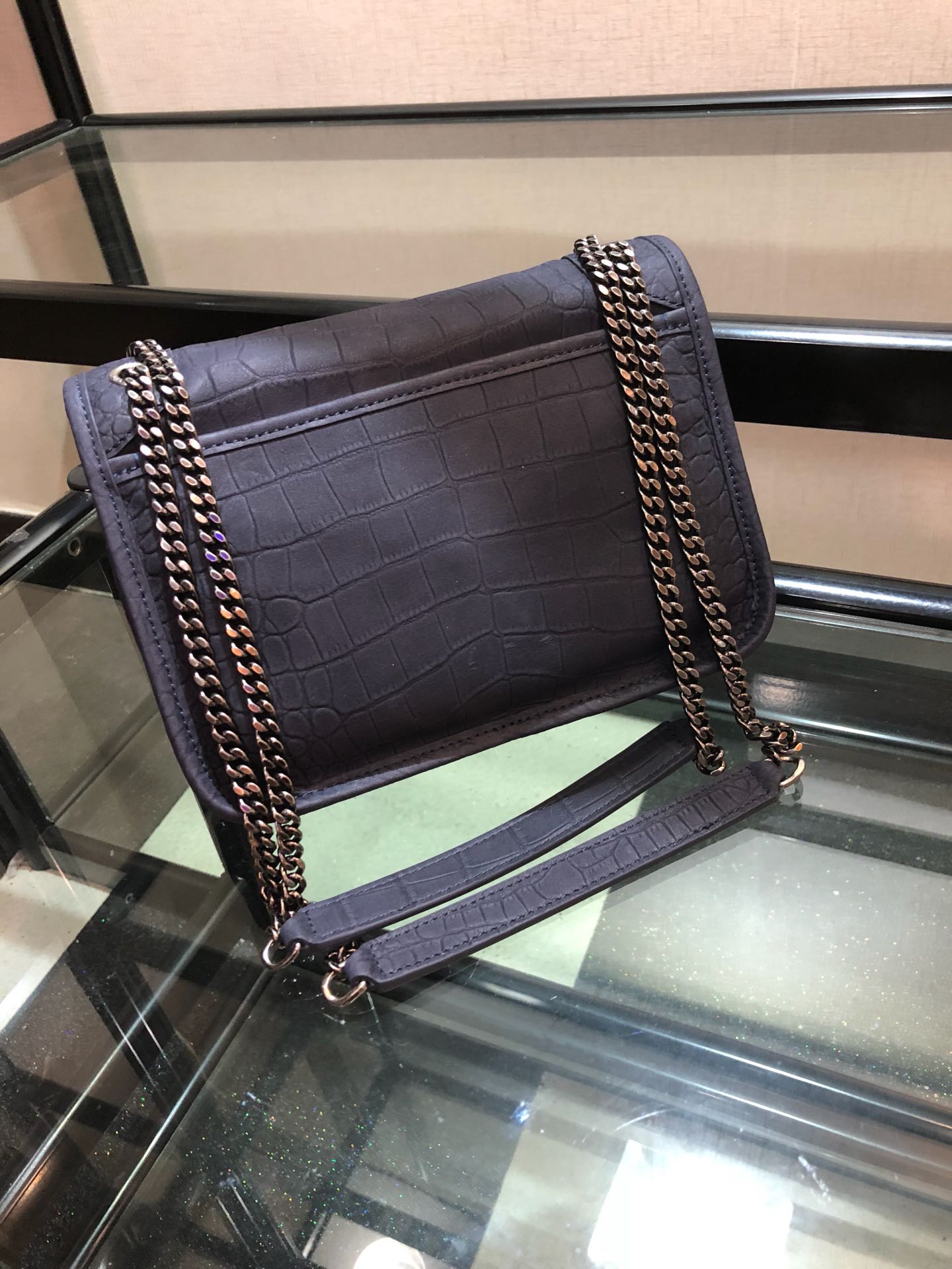 Y51 niki baby in crocodile leather purple 6331511 21 x 16 x 7.5 cm