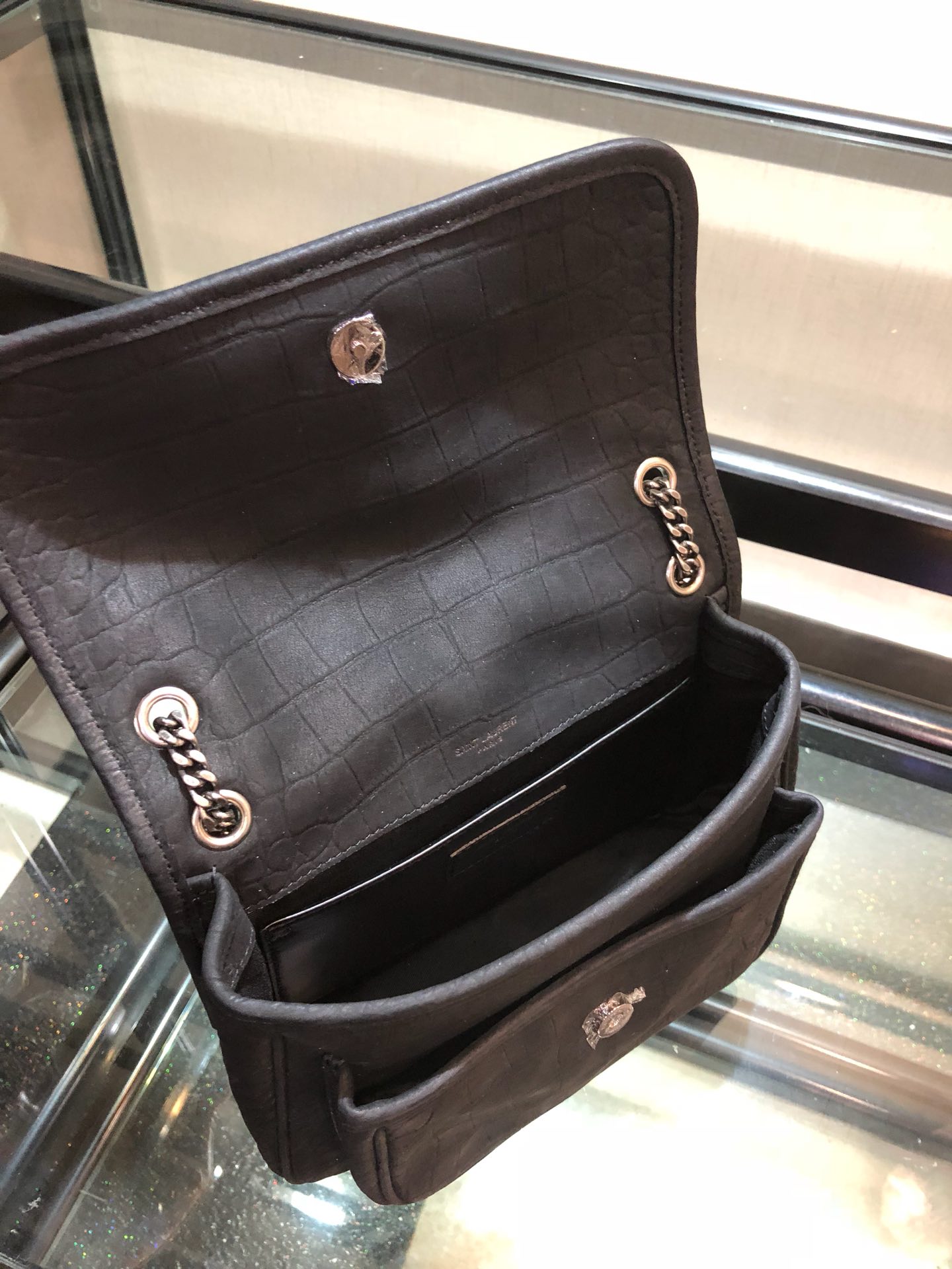 Y51 niki baby in crocodile leather black 6331511 21 x 16 x 7.5 cm