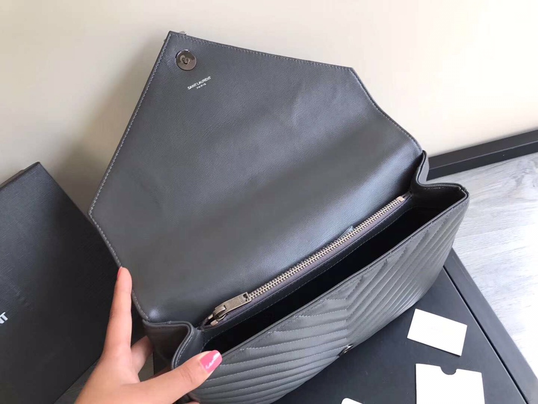 Y51 large college tote leather silver metal gray 392738 32 x 21 x 8 cm