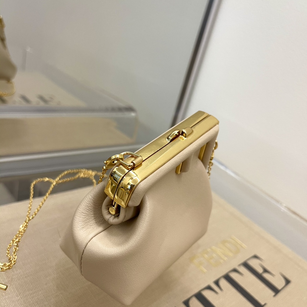 F**di nano first charm nappa leather light beige 7as051 11.5 x 5.5 x 10 cm