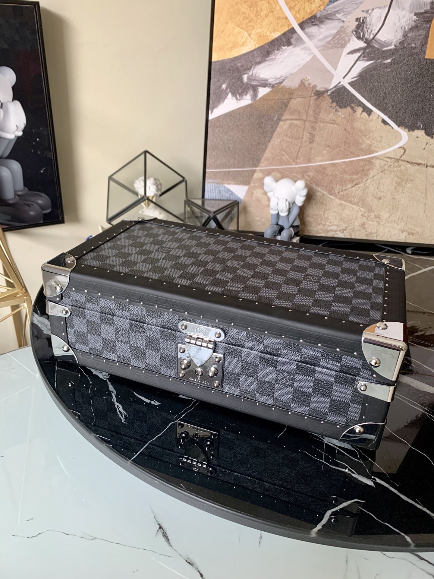 l0vis Vvtt0n coffret 8 montres damier garphite canvas n48194 35 x 9. x 12 cm