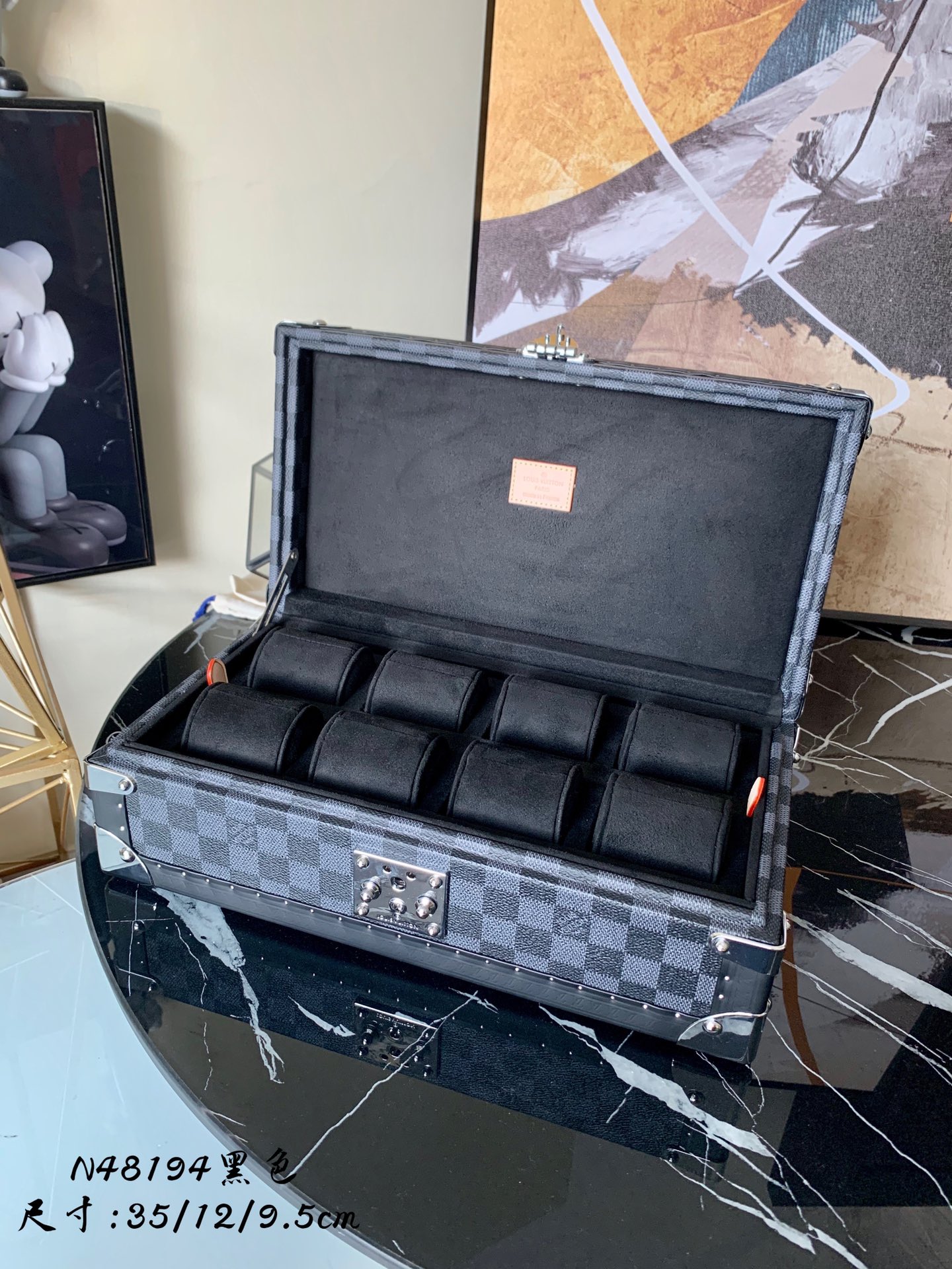 l0vis Vvtt0n coffret 8 montres damier garphite canvas n48194 35 x 9. x 12 cm