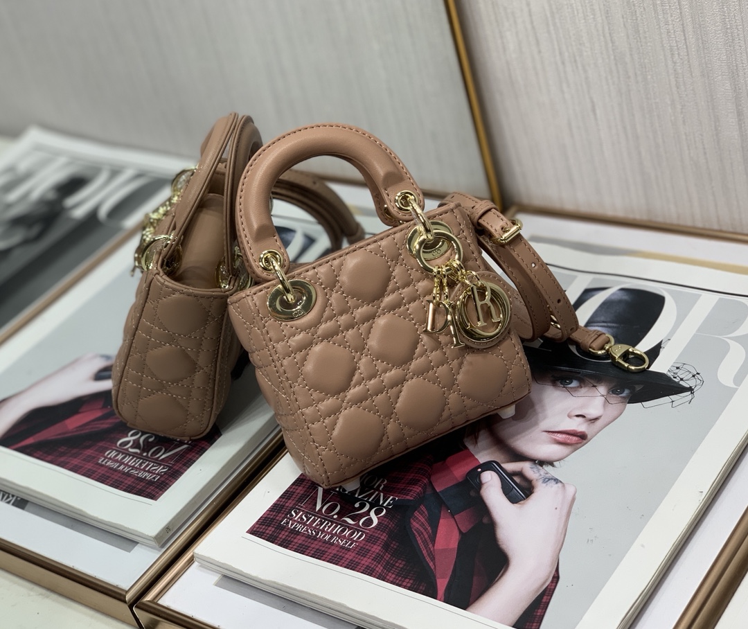 D10r micro lady D10r bag lambskin beige s0856 12cm