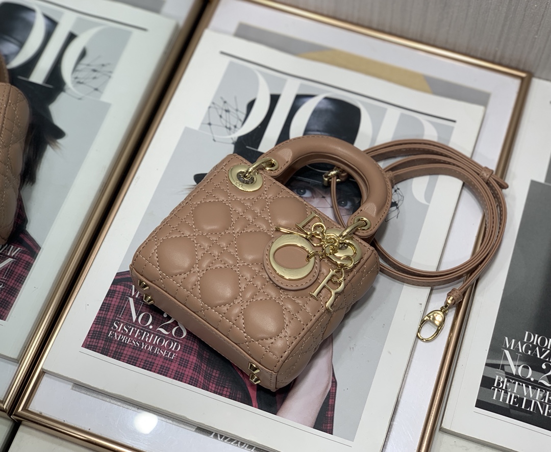 D10r micro lady D10r bag lambskin beige s0856 12cm