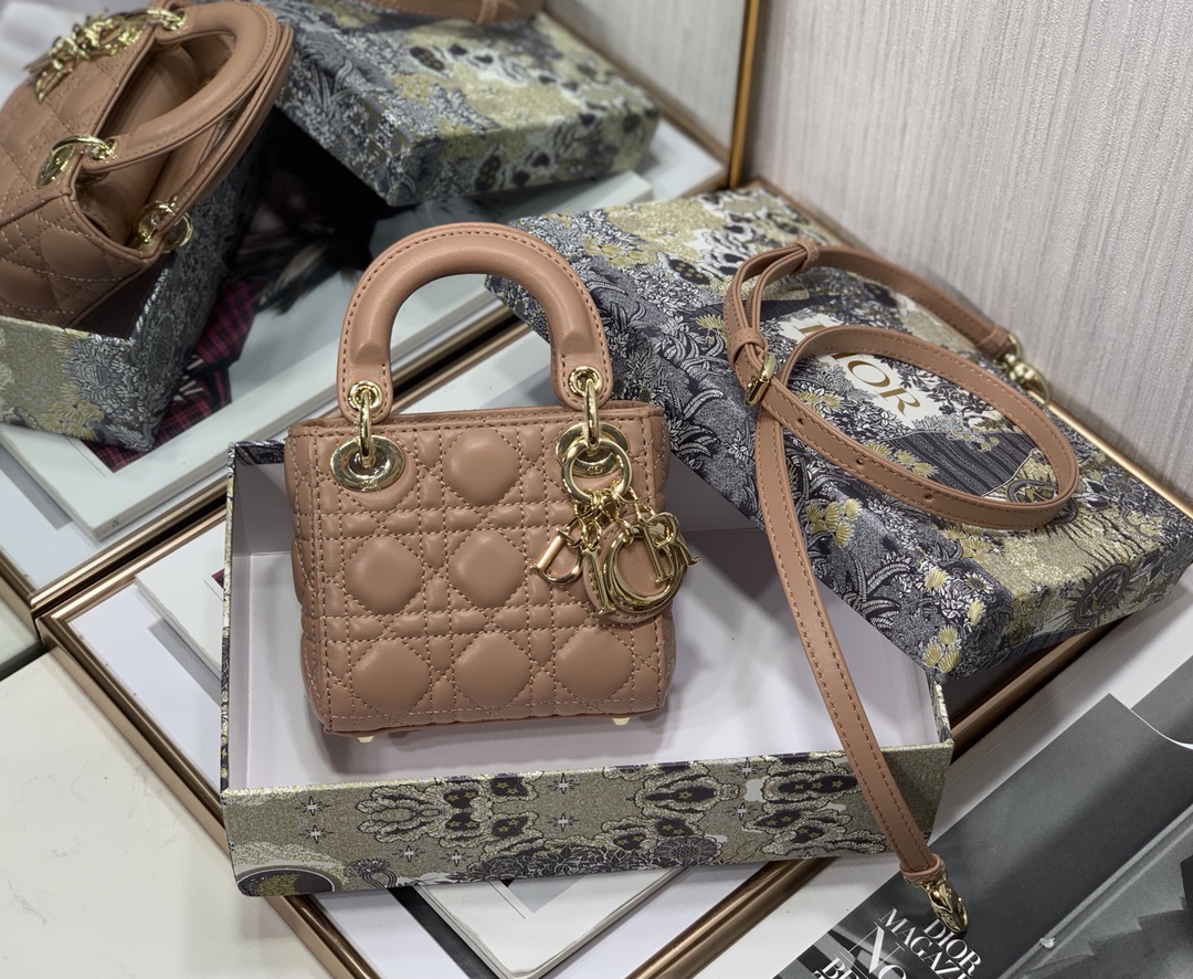 D10r micro lady D10r bag lambskin beige s0856 12cm