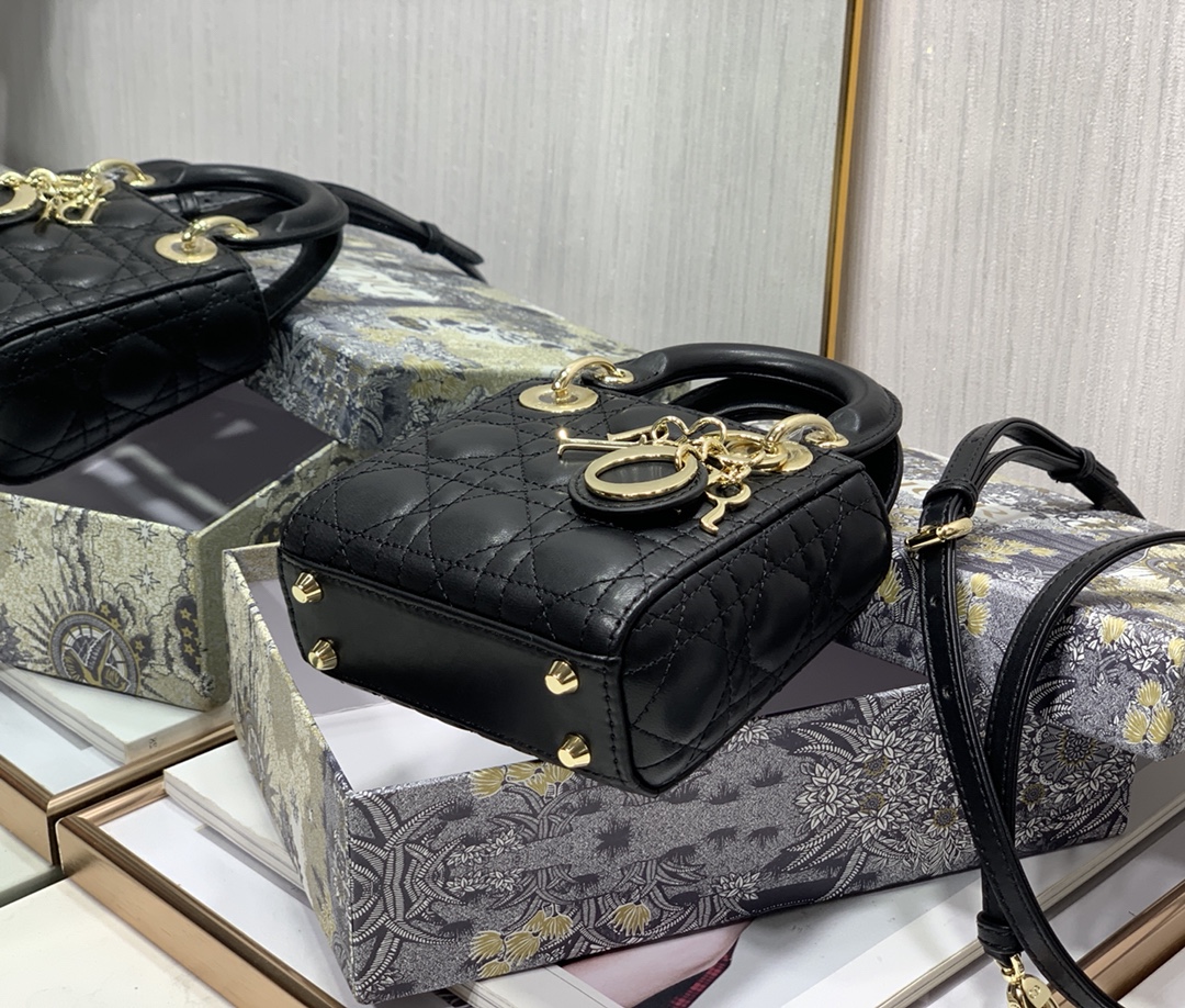 D10r micro lady D10r bag lambskin black s0856 12cm