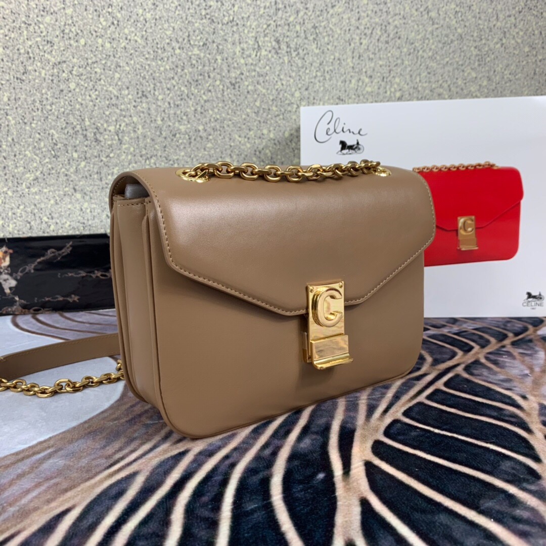 Ce1i*e pre-owned 2020s c charm shoulder bag taupe 370348 21.5 x 15 x 7 cm