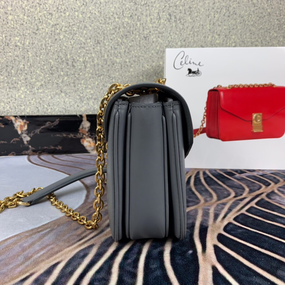 Ce1i*e pre-owned 2020s c charm shoulder bag gray 370348 21.5 x 15 x 7 cm